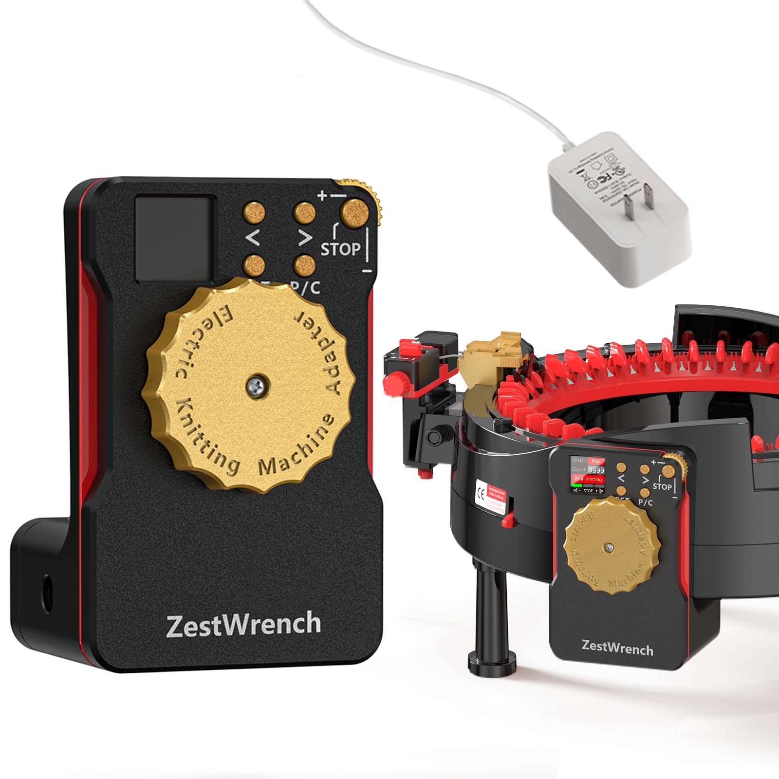 Photo 1 of [2025 Upgraded] zestwrench Electric Knitting Machine Adapter for Addi Knitting Machine 46, LCD Panel & Row Counter, Flat/Circular Dual Mode, Variable Speed Motor Accessories for Most Yarns