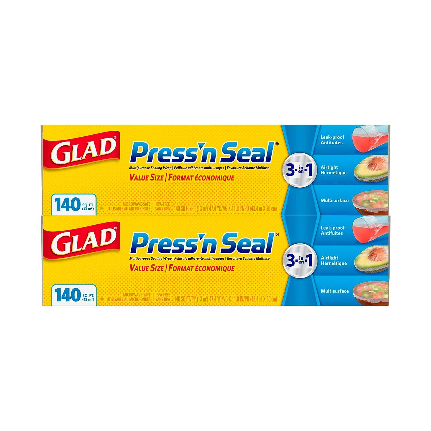 Glad Sealable Plastic Wrap Press N Seal With Griptex 100 Sq Ft 33 8yd X 11 8in Food Storage Containers Home Garden