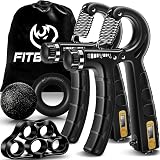 FitBeast Hand Grip Strengthener 5 Pack Adjustable Resistance Kit Black