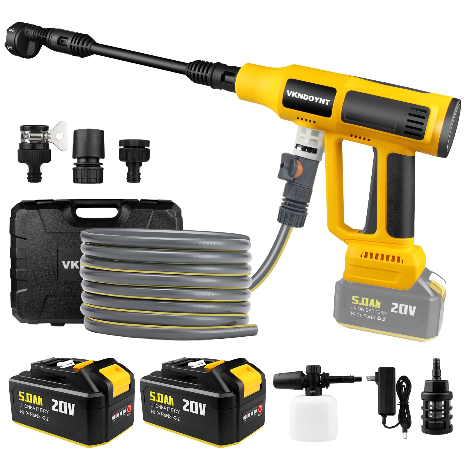 Photo 1 of Cordless Pressure Washer with Faucet & Garden Hose Connector, 2 X 5.0AH Batteries, 2000PSI MAX Portable Pressure Washer with Brushless Motor, 4 Speed Adjustment LCD Touch Screen, 6-in-1 Nozzle