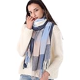 Missshorthair Plaid Scarfs for Women Winter Tartan big scarf,Blanket oversized scarves for women,Warm Shawl Wraps Winter Gif