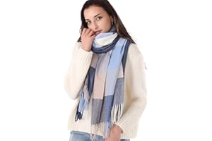 Missshorthair Plaid Scarfs for Women Winter Tartan big scarf,Blanket oversized scarves for women,Warm Shawl Wraps Winter Gif