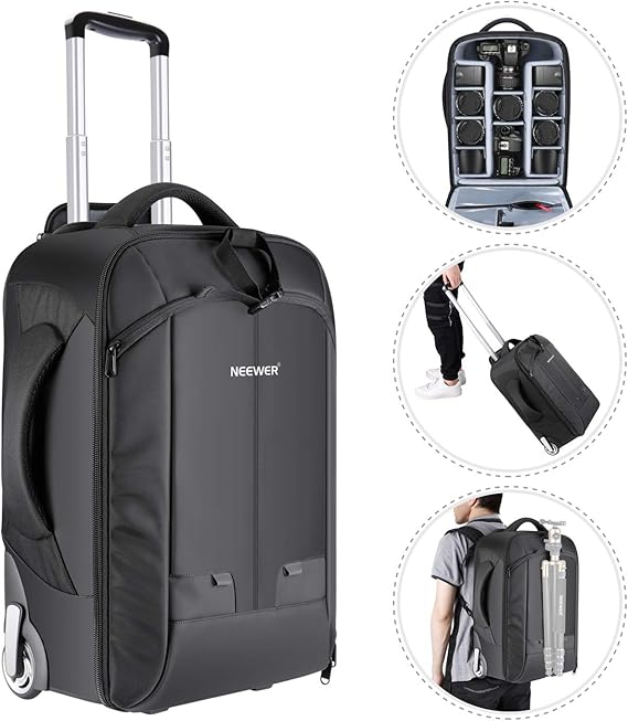 NEEWER 2in1 Convertible Wheeled Camera Backpack Luggage Trolley Case