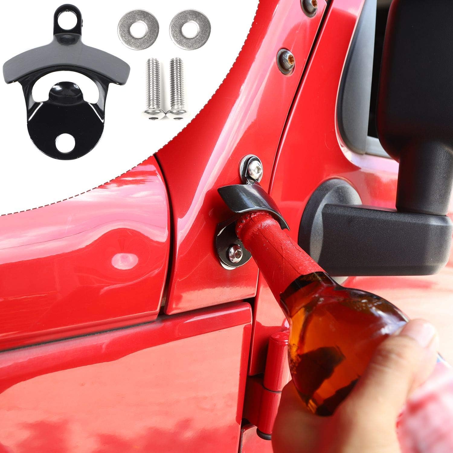 CheroCar Body Mounted Bottle Opener for Jeep Wrangler JK JKU Unlimited 20072018