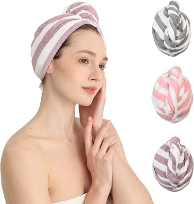 Good Nite 3 Pack Microfibre Hair Towel Wrap Super Absorbent Twist Dry Hair