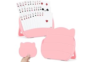Wkchxd Card Holders for Playing Cards, 2 Pack Playing Card Holder for Kids Adults and Seniors, Hands Free Card Game Holder for Arthritis Little Hands,Poker Parties Travel Family Game Nights (Pink)