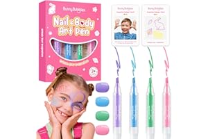 BUNNY BUBBLES Face Painting Kit for Kids Makeup Set Toys, Washable Marker Girls Make Up Face Body Tattoo Pens, Toddler Toy Makeup Cosmetic for Ages 4-12 Year, Winter Gift for Pretend Play Dress Up Party