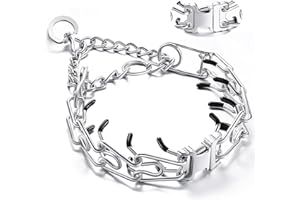 JIPIMON Dog Collar, Adjustable Stainless Steel Collar with Quick Release Buckle for Small Medium Large Dogs (M&L/Neck Girth 1