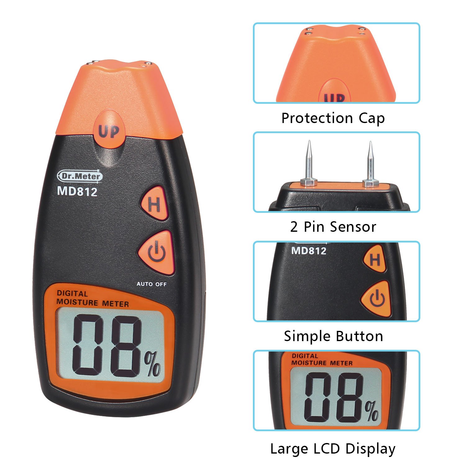 Wood Moisture Meter, Dr.meter Digital Portable Wood Water Moisture