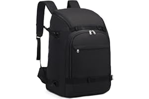 JIANYA Ski Boot Bag, 50L Waterproof Travel Backpack for Snowboard, Ski Helmet, Goggles, Gloves & Accessories, Black