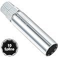 Feekoon 10 Spline Lug Nut Key Replacement for TA20-17/19, Compatible with Bimecc 10-Spline Lug Nut and Lug Bolts, Passenger w/ 17MM and 19MM Hex Drive, Steel (Silver,1 Pack)