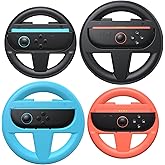 FASTSNAIL Steering Wheels for Nintendo Switch 2 (2025) for Joy-Con 2, Joypad Racing Wheel for Mario Kart World/8 Deluxe Gaming, 4 Pack Switch 2 Accessories for Joycon 2 (Black, Orange and Blue)