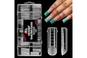 EBANKU 120Pcs Matte Dual Nail Forms, Poly Gel Nail Molds Square Clear Full Cover Coffin Nail Tips Extension Forms 12 Sizes for Gel Manicure Nail Art Design Salon&DIY