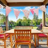 kuou Fabric Bunting Banner 15M 50Ft 45 Cotton Flags Pink Green Floral view 4