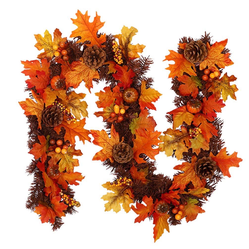 PRETYZOOM Thanksgiving Maple Leaf Fall Garland Hanging Vine Artificial Leaf Vine for Autumn Home Fireplace Wall Wreath Decor