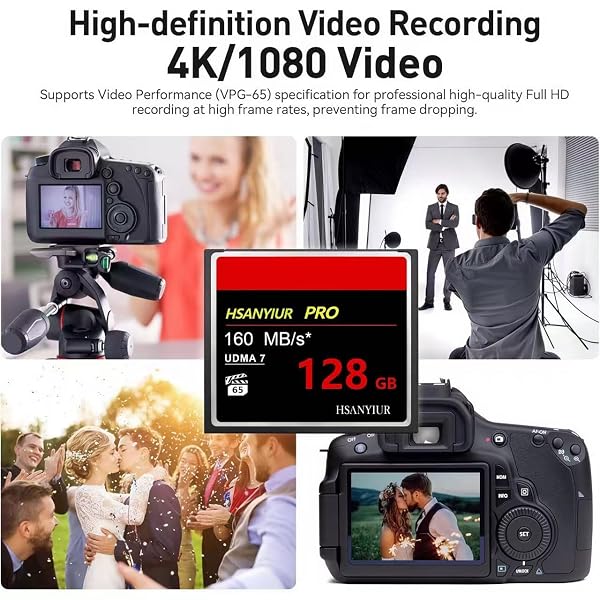 HSANYIUR 128GB UDMA SPEED UP TO 160MB/S,ORIGINAL CF CARD CAMERA MEMORY CARD