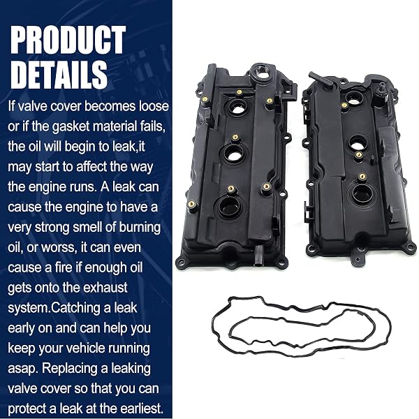ENGINE VALVE COVERS LEFT & RIGHT COMPATIBLE WITH 2002-2004 INFINITI I35 2002-2006 NISSAN ALITMA 2002-2008 MAXIMA 2003-2007 MURANO QUEST 13264-7Y000 13264-8J102 13624-7Y010 13264-8J113
