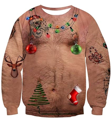Idgreatim Unsiex Weihnachten Pullover Sweatshirts 3D Gedruckt Weihnachten Jumper Ugly Christmas Pullover