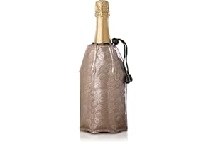Vacu Vin Active Cooler Champagne Chiller - Reusable, Flexible Wine Bottle Cooler - Platinum, Gold - Champagne Cooler Sleeve For Standard Size Bottles - Insulated Champagne Bottle Chiller to Keep Cold