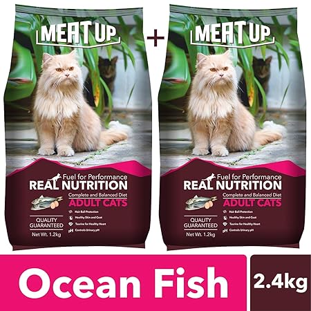 Meat Up Adult Cat Food, Ocean Fish - 1.2 kg Pack (Buy 1 GET 1 Free)