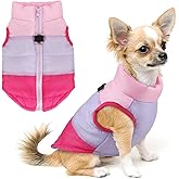 Idepet Pet Dog Cat Coat with Leash Anchor Color Patchwork Padded Puppy Vest Jacket Teddy Chihuahua Costumes Pug Cloth XS S M L (X-Small (Pack of 1), Rose Red)