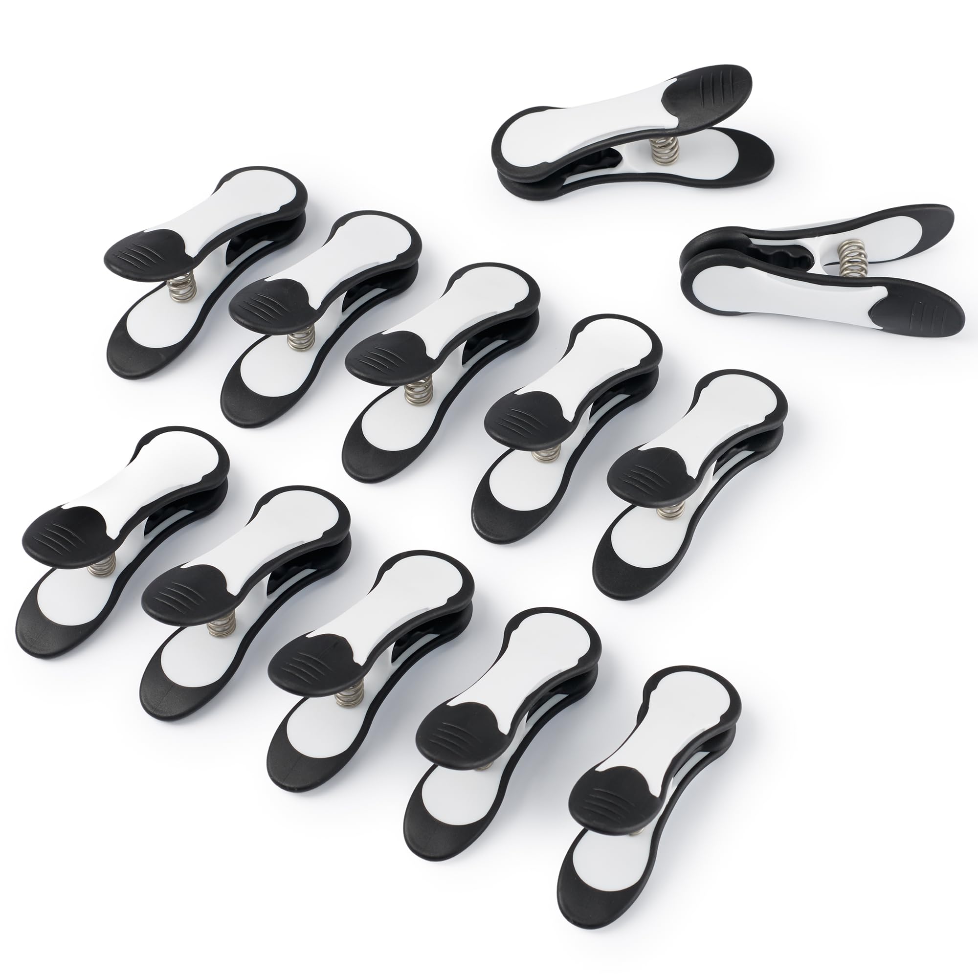 culiclean Clothes Pegs for Washing Line – Extra Strong Soft Grip Washing Pegs "Maxi Clips" – Durable Plastic Laundry Pegs for Indoor and Outdoor Use – Heavy Duty Clothes Clips – 12 Pack – black-white