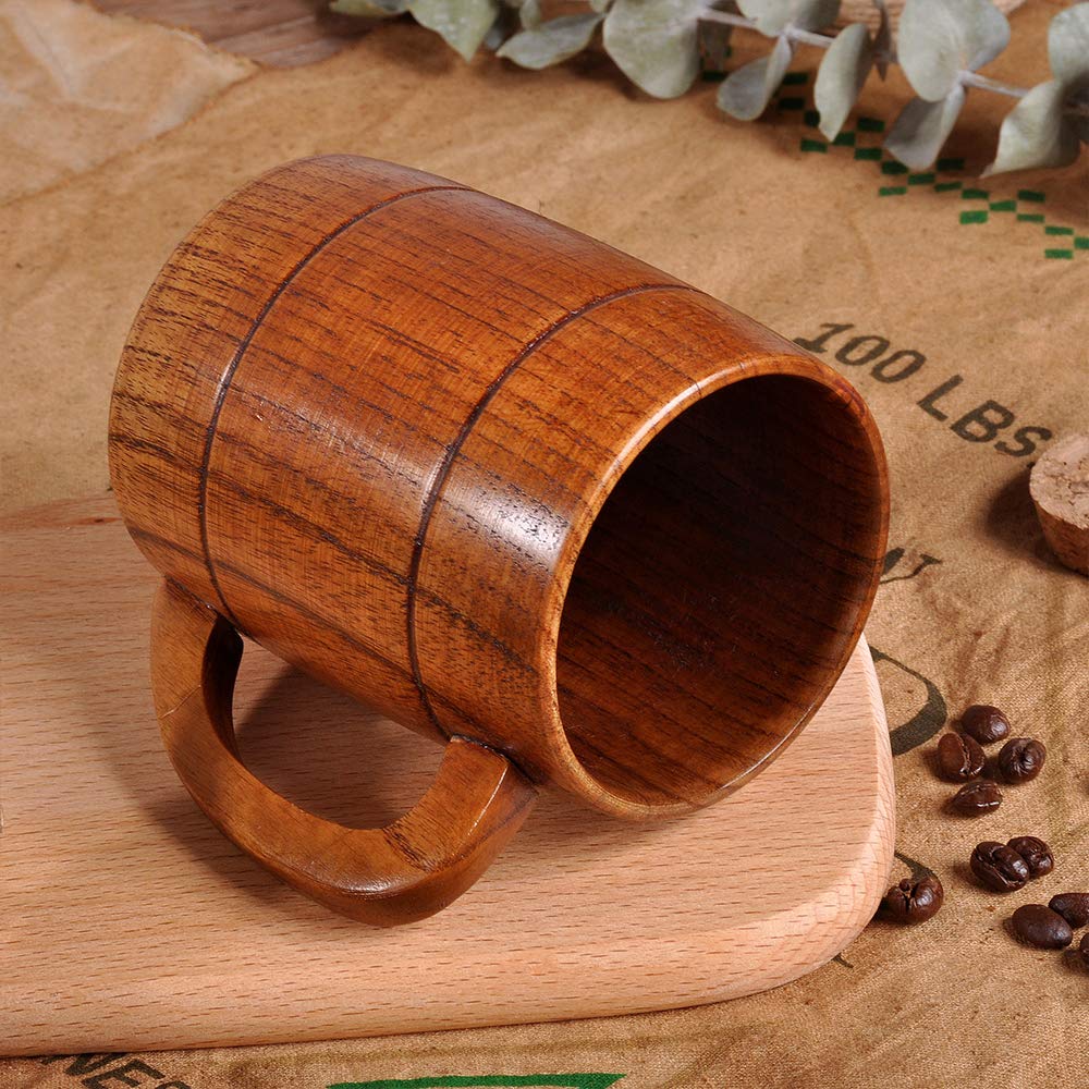 Wooden Beer Mugs with Handle Craft Beer Glasses Wine/Milk/ Coffee/Tea