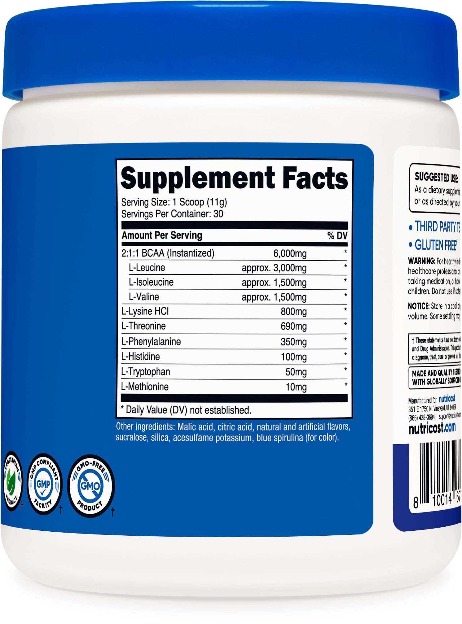 Nutricost EAA Powder 30 Servings (Blue Raspberry) - Essential Amino Acids - Non-GMO, Gluten Free, Vegetarian Friendly