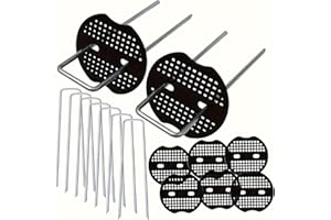 20PCS U Shaped Ground Pins with Perforated Caps Metal U Pins and Plastic Washers for Weed Control Fabric Lawn Repair Garden U