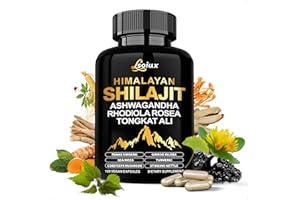 LSOIUX Shilajit for Men & Women - 10-in-1 Pure Himalayan Shilajit Capsules with Organic Ashwagandha | Rhodiola Rosea | Tongkat Ali Supplements for Vitality Support, Energy & Endurance, Stress Less - 120