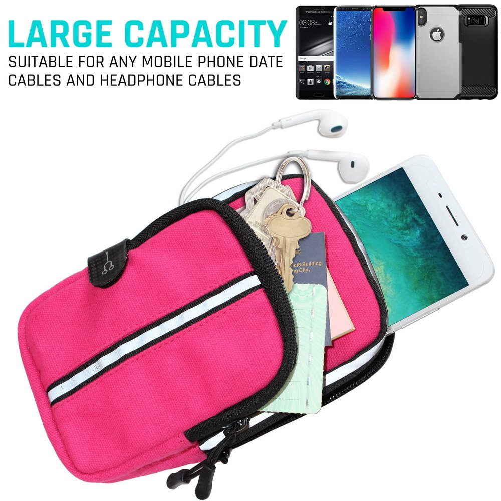 LOVPHONE Sports Armband, Double Pockets Phone Running Armband for iphone X/8/8 Plus/7/7 Plus, Samsung Galaxy Note 8/S8/S8 Plus/S7, Water Resistant (Rosy, 7.0-12.8inch)