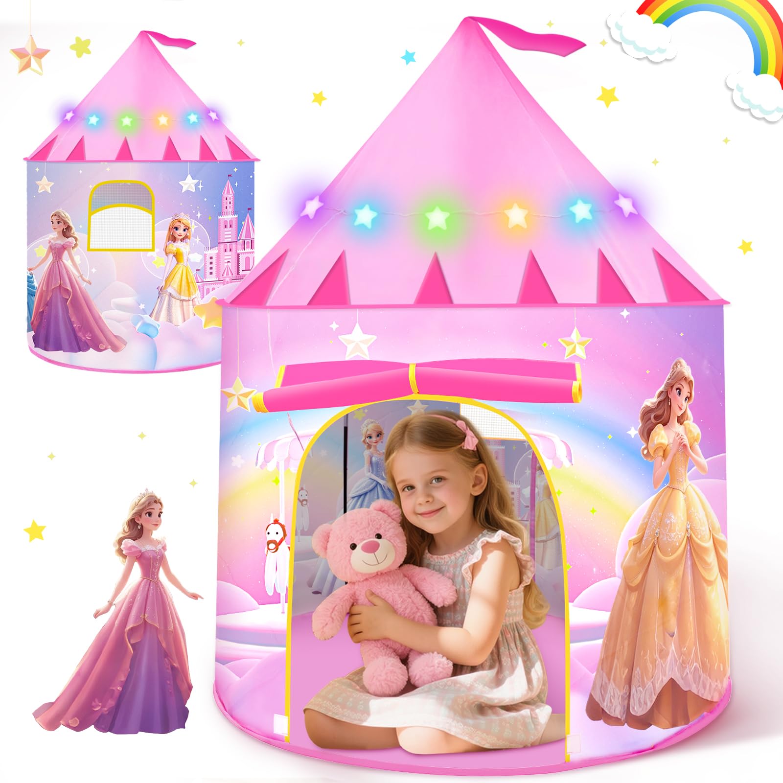 Princess Toys Gifts for 3 4 5 6 7 Year Old Girls, Kids Play Tent Birthday Presents Girl Toy Age 4-5-6-7-8 Outdoor Toy for Toddlers Age 3-5 Pop Up Tents for Kid Playhouses for Children Indoor Gift