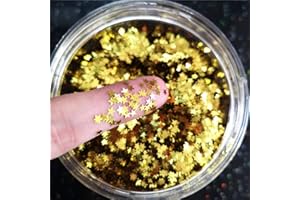 JHERE Tiny Stars Glitter Confetti 3mm Stars Confetti Laser Sequins for Party Decoration, DIY Crafts, Premium Nail Art, Body Art Eye Bling - 10g,Gold