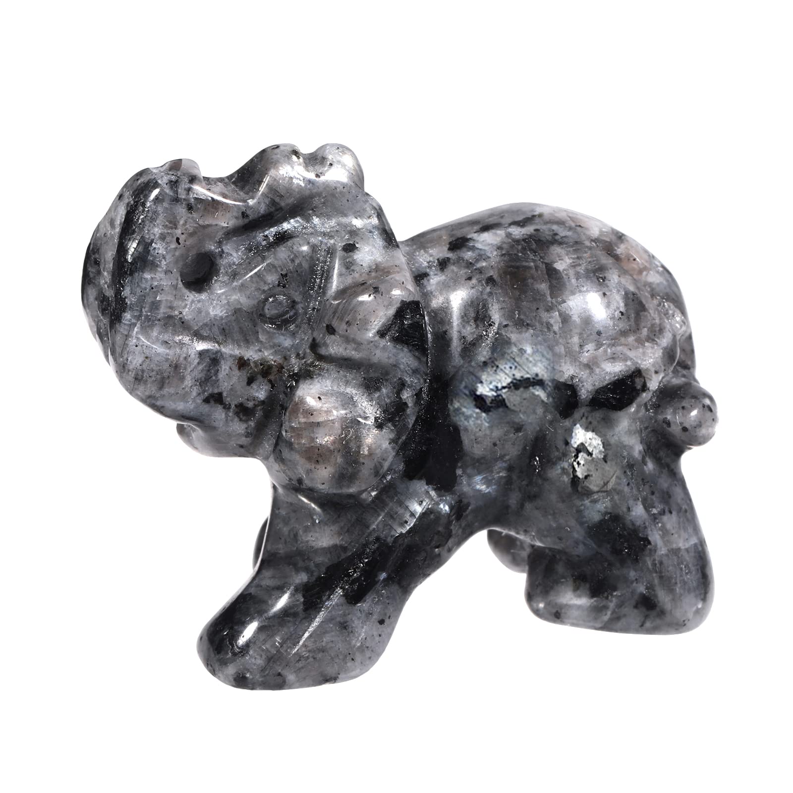 Lovionus89 Small Handcarved Elephant Crystal Statue, Home Office Guardian Animal Sculpture Decor 1.5 Inches,Labradorite