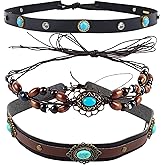 CZMZHFC 3PCS Cowboy Hat Bands, Western Turquoise Hats Band, PU Leather Beaded Cowgirl Hats Band, Cowboy Hat Accessories, Give your sweetheart a beautiful gift.