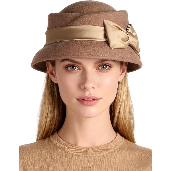 Wool Felt Fedora Hat for Women – Vintage Curled Brim Dome 