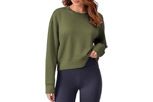 PINSPARK Soft Crewneck Cropped Sweatshirt for Women Long Sleeve Relaxed Lightweight Basic Crop Tops 2025
