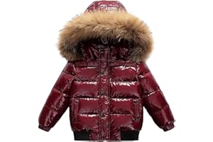 Girls Shiny Puffer Jacket Windproof Waterproof Winter Down Coats Kids Padded Thick Faux 𝐅𝐮𝐫 Hooded Warm Outwear