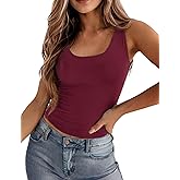 Zeagoo Women's Double Lined Square Neck Tank Top Sleeveless Basic Crop Tops Trendy Going Out Tops
