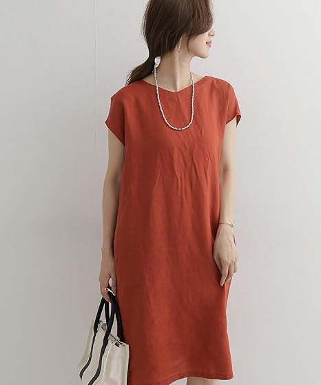 Amazon アーバンリサーチ ドアーズ ワンピース ドレス リネンフレンチスリーブワンピース レディース Dr95 26m513 D Orange Web限定 One ワンピース チュニック 通販