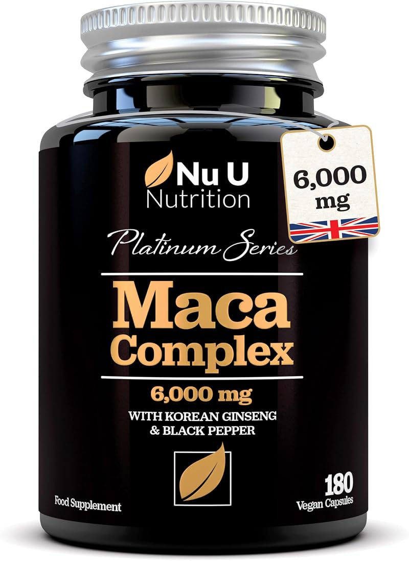 Nu U Nutrition Black Maca Root 6000mg 180 Veg Capsules UK Made