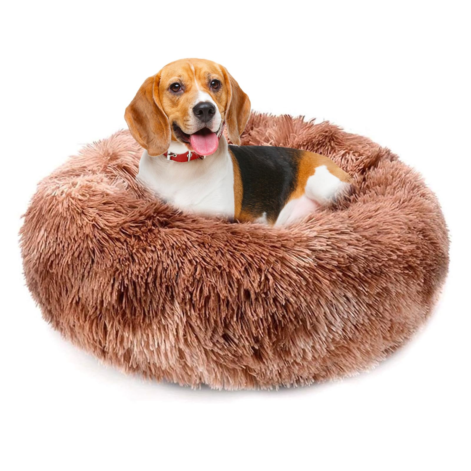 PETCUTE Dog Bed Cat Bed for Indoor Cats Washable Plush Donut Pet Bed Soft Calming Cuddler Kennel Small Medium Large