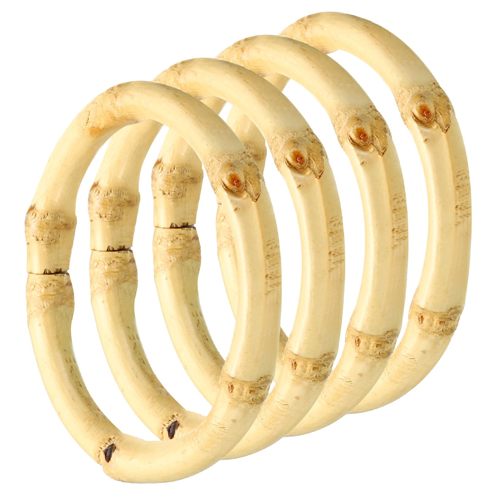 PATIKIL 2 Inch Bamboo Purse Handles, 4 Pcs Round Replacement Handmade Rings for Tote Bag Purse Making Decorations, Wood