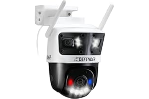 Defender AI Powered 3K+ Guard WiFi Tri-Lens PTZ Plug-in Power Outdoor Security Camera, 3-in-1 360°Smart View Camera, 8X Zoom,