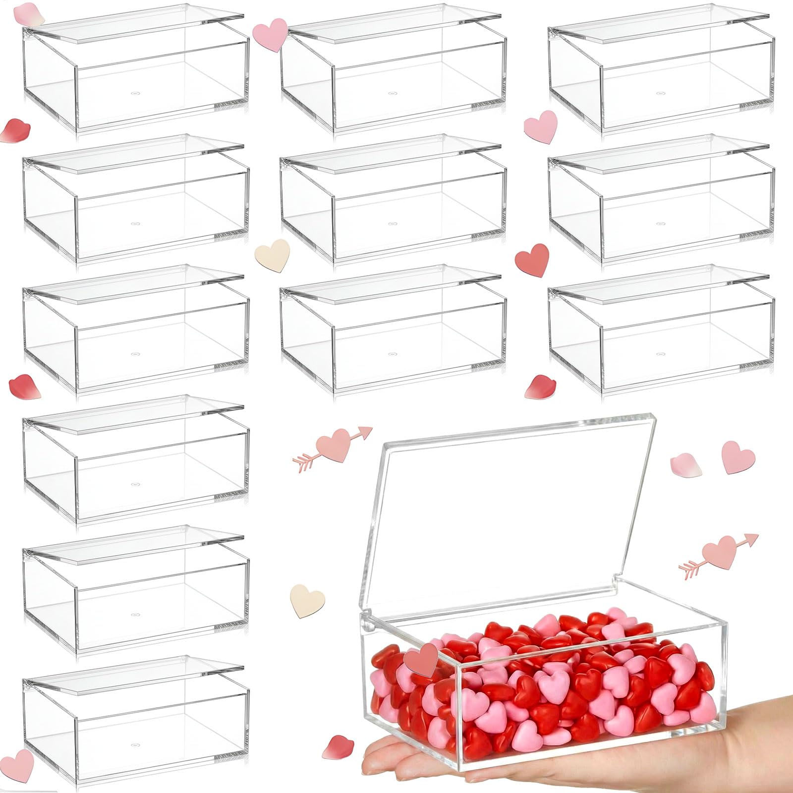 juexica 12 pcs clear acrylic box with lid plastic small acrylic boxes decorative storage box jewelry