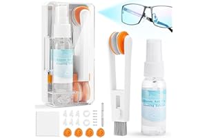 ORDILEND Glasses Cleaner, Glasses Cleaning Kit with Eyeglass Cleaner Spray, Eyeglass Lens Cleaner, Microfiber Cleaning Cloth,Portable Eyeglass Repair Kit with Screws, Safe for All Lens(White)