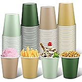 Newtay 120 Pcs 9oz Sage Green Paper Cups Gradient Color Disposable Coffee Cups Birthday Bridal Shower Beverage Drinking for Wedding Birthday Bride Party Supplies(Sage Green Gold)