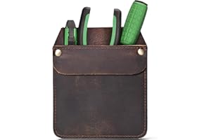 Autentico Leather Large Pocket Protector Genuine Buffalo Leather Pen Holder Pouch Organizer for Shirts, Lab Coats, Pants - Multi-Purpose - Holds Pens, Pencils, tools and Notes for School, Office