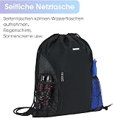 WANDF Drawstring Backpack Sports Gym Sackpack with Mesh Pockets Black view 4