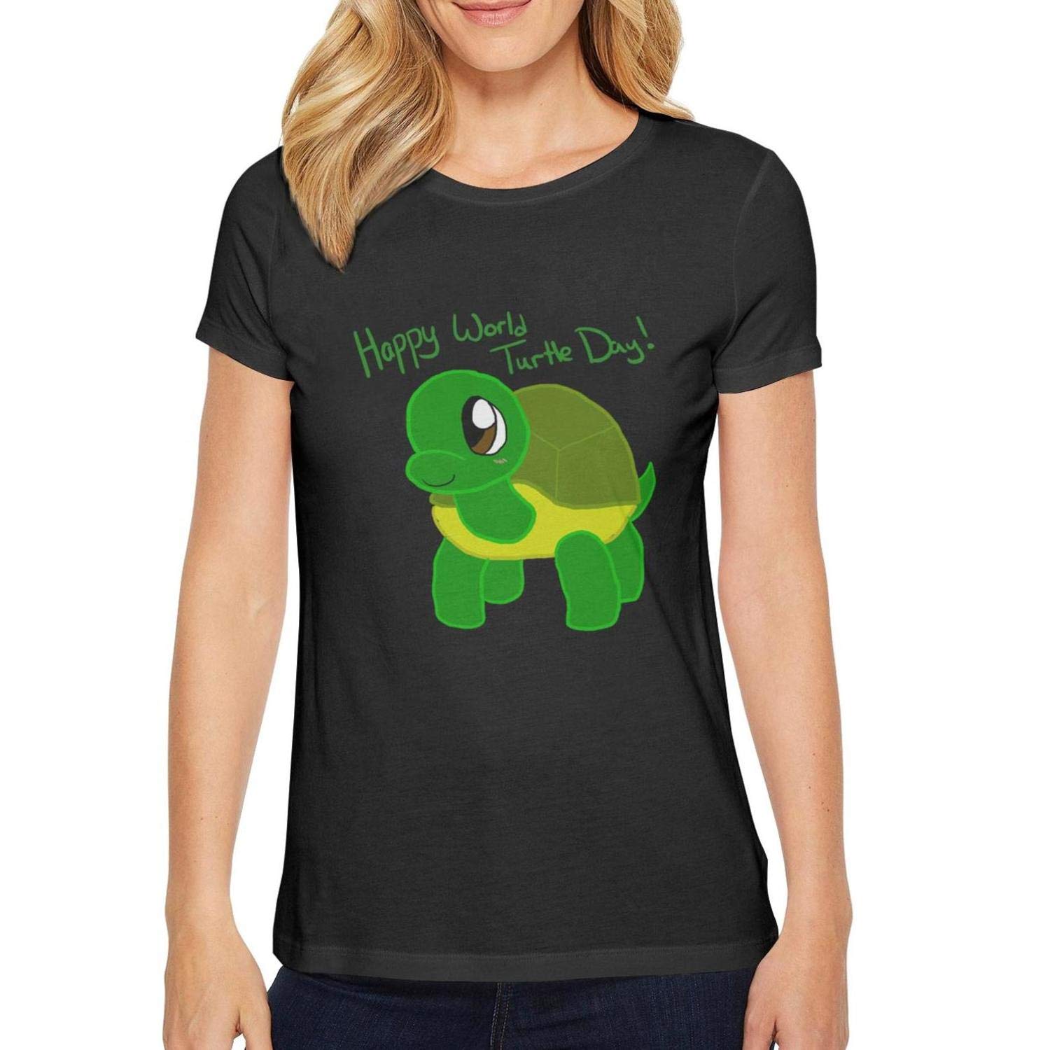 Happy World Turtle Day Cartoon Round Neck Summer Tee T Shirt Jznovelty